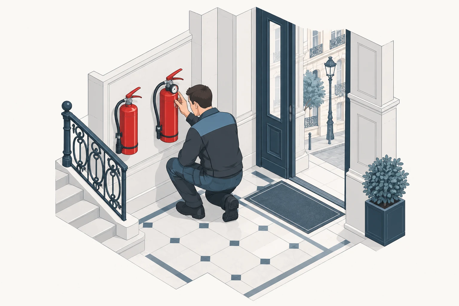 Technicien et extincteurs : préparation de la maintenance incendie
